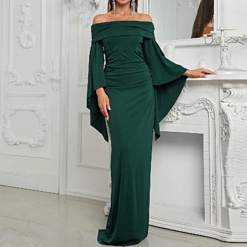Women’s clothing that combines comfort and style NiDELL New Evening Dress Foreign Trade off-Shoulder Long Sleeve Slim Fit Slit Dress Banquet Dress-Mgx572 Women’s clothing that combines comfort and style NiDELL New Evening Dress Foreign Trade off-Shoulder Long Sleeve Slim Fit Slit Dress Banquet Dress-Mgx572