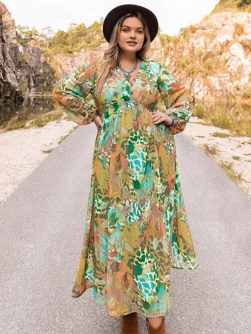 The ultimate destination for women’s clothing Plus Size Floral V-Neck Long Sleeve Dress The ultimate destination for women’s clothing Plus Size Floral V-Neck Long Sleeve Dress