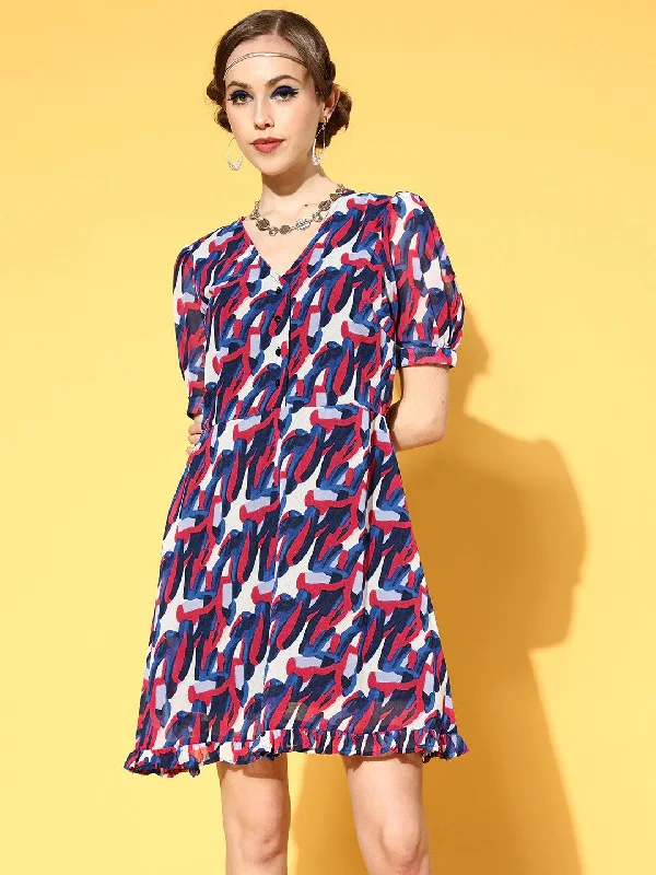 Uncover unique pieces for your perfect wardrobe   PlusS Printed Georgette Dress