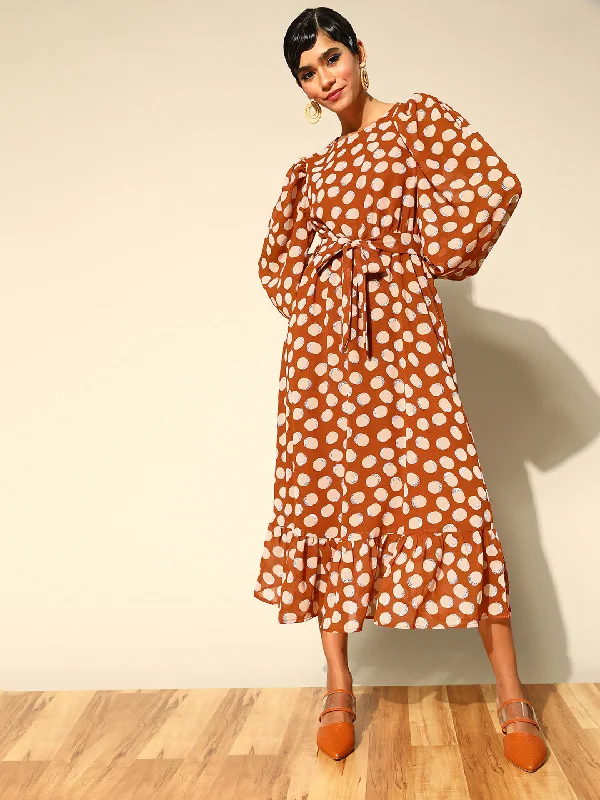 Casual yet chic women’s outfits for work or play plusS Women Attractive Rust Geometric Volume Play Dress Casual yet chic women’s outfits for work or play plusS Women Attractive Rust Geometric Volume Play Dress