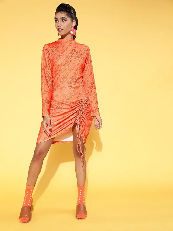 Women’s clothing to inspire confidence and beauty plusS Women Classy Orange Abstract Digital Warping Dress Women’s clothing to inspire confidence and beauty plusS Women Classy Orange Abstract Digital Warping Dress