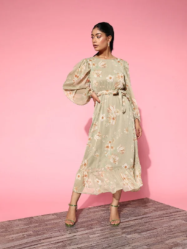 Create a timeless wardrobe with fashionable pieces plusS Women Green Floral Volume Play Dress Create a timeless wardrobe with fashionable pieces plusS Women Green Floral Volume Play Dress