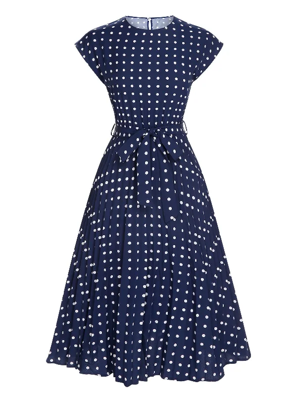 Bold, confident, and stylish women’s clothing Royal Blue 1940s Polka Dots Belt Cap Dress Bold, confident, and stylish women’s clothing Royal Blue 1940s Polka Dots Belt Cap Dress