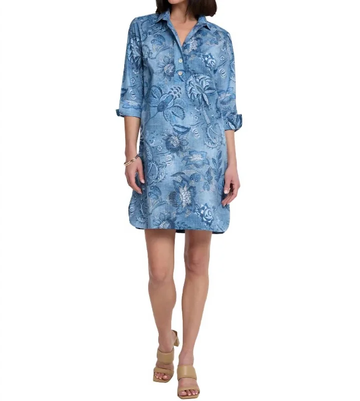 Comfortable yet fashionable women’s wear   Three-Fourth-Sleeve Dress In Passionflower