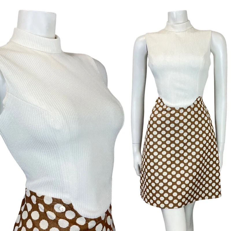 Sporty-chic women’s apparel for active lifestyles VINTAGE 60s 70s BROWN WHITE POLKA DOT MOD SLEEVELESS SUMMER DRESS 8 10 Sporty-chic women’s apparel for active lifestyles VINTAGE 60s 70s BROWN WHITE POLKA DOT MOD SLEEVELESS SUMMER DRESS 8 10