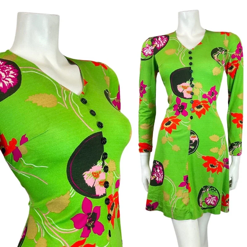 Women’s clothing that combines comfort and style VINTAGE 60s 70s GREEN RED BLACK FLORAL BUTTON-UP SKATER SWING DRESS 8 10 Women’s clothing that combines comfort and style VINTAGE 60s 70s GREEN RED BLACK FLORAL BUTTON-UP SKATER SWING DRESS 8 10