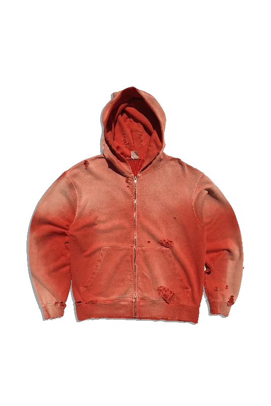 Fashion-forward women’s clothing on a budget Exclusive Cross Country Zip Hoodie - Distressed Blood Orange Slushie Fashion-forward women’s clothing on a budget Exclusive Cross Country Zip Hoodie - Distressed Blood Orange Slushie
