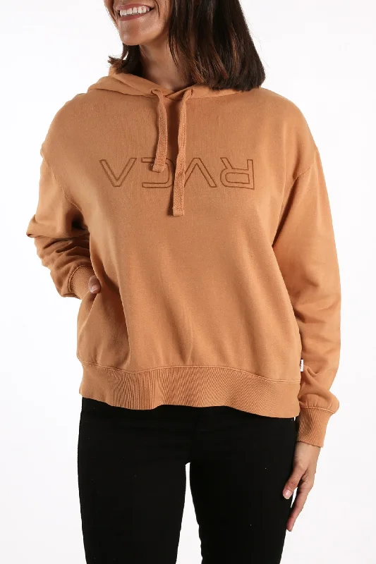 Step into style with our women’s clothing collection   RVCA Flipped Pigment Hood Camel