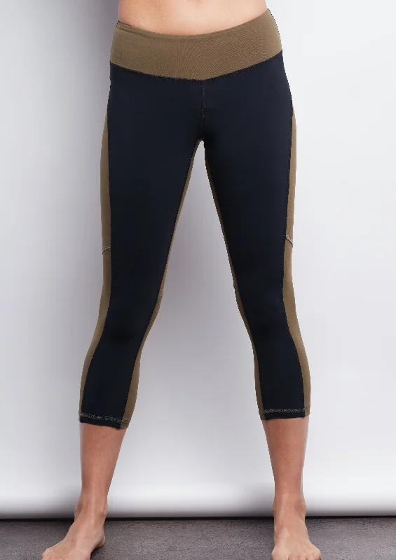Fashionable clothing to fit every body type   Black/Olive Two-Tone Crop Legging