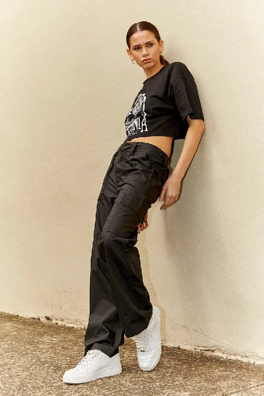 Modern fashion pieces designed for all women   Black Cargo Pants Mid Rise