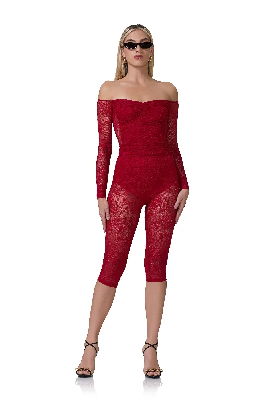 Create a timeless wardrobe with fashionable pieces Gemma Lace Capri Pant - Poppy Red Create a timeless wardrobe with fashionable pieces Gemma Lace Capri Pant - Poppy Red