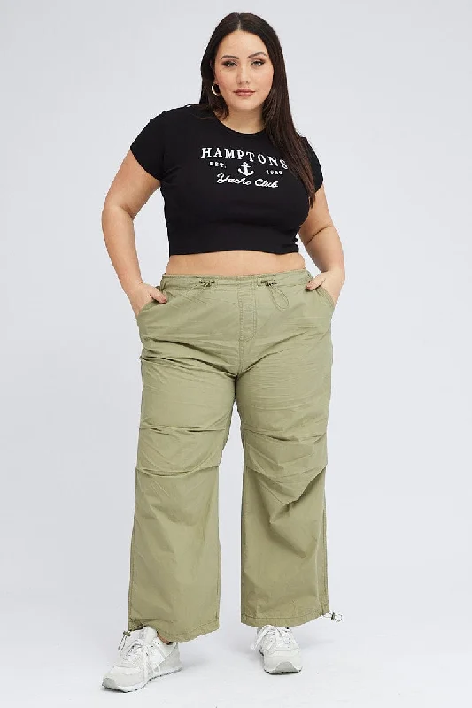 Effortlessly chic outfits for the modern woman   Green Parachute Pants Cargo