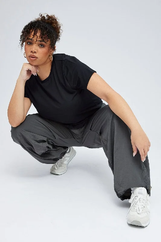 Sleek and sophisticated fashion for modern women   Grey Parachute Cargo Pants