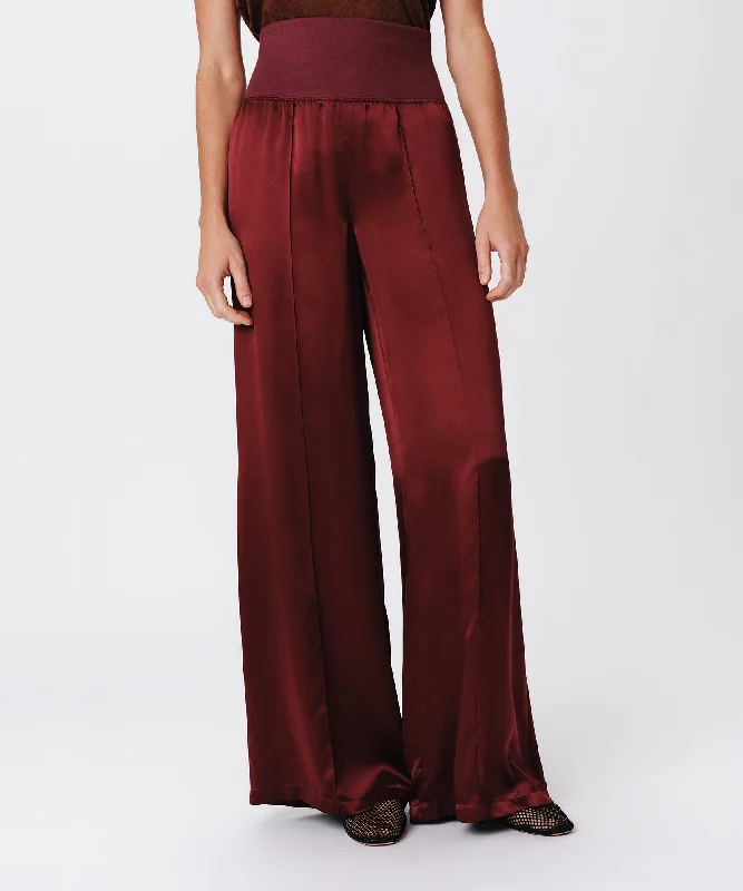 Effortlessly chic outfits for the modern woman   Silk Charmeuse Palazzo Pant - Merlot