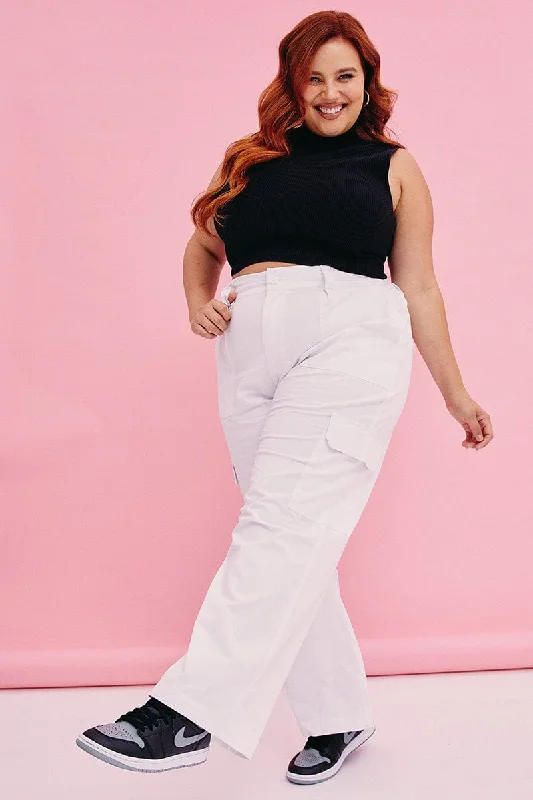 Confidence-boosting clothing for women   White Cargo Pants Mid Rise