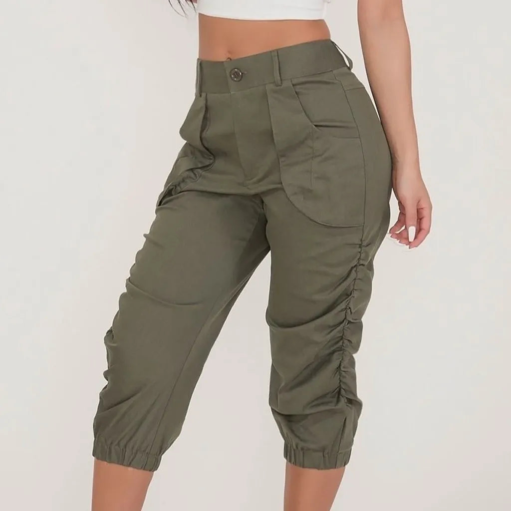 Dress to impress with elegant women’s wear Women's Relaxed Fit Ruched 3/4 Fashion Designer Cargo High Waist Pants Dress to impress with elegant women’s wear Women's Relaxed Fit Ruched 3/4 Fashion Designer Cargo High Waist Pants