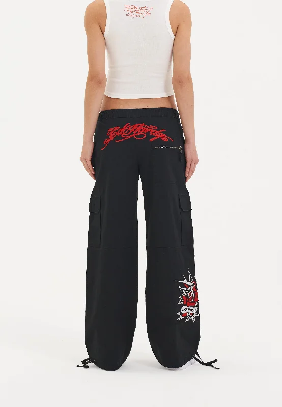 Chic, modern fashion for empowered women Womens Hollywood Swallow Cargo Pants Trousers - Black Chic, modern fashion for empowered women Womens Hollywood Swallow Cargo Pants Trousers - Black
