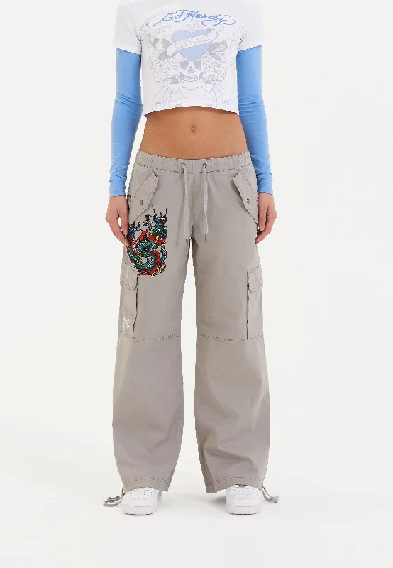 Refresh your wardrobe with stylish women’s outfits Womens Twisted Dragon Cargo Pants Trousers - Grey Refresh your wardrobe with stylish women’s outfits Womens Twisted Dragon Cargo Pants Trousers - Grey