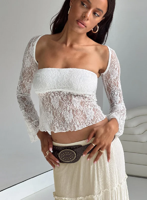High-fashion styles at affordable prices   Alyda Long Sleeve Lace Top White