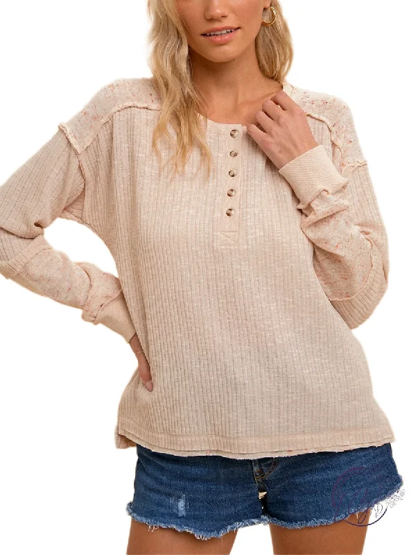 Soft, breathable fabrics for fashionable women   No Slouch Here Henley Top