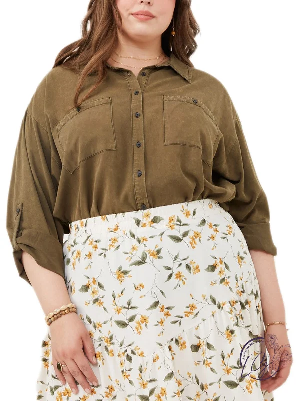 Fashionable clothing that fits every occasion   Faded Fern Button-Up Tencel