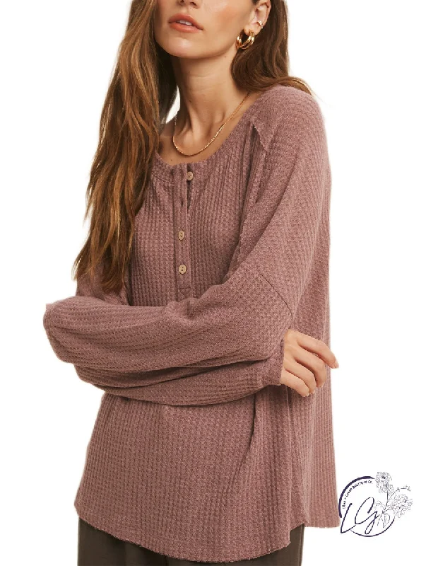 Soft, breathable fabrics for fashionable women   Elegant Waffle Long Sleeve