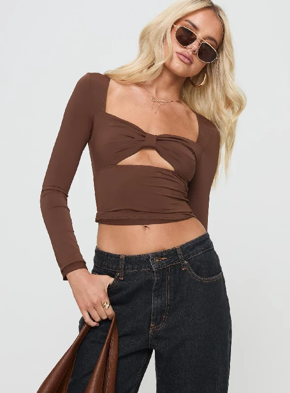 Women’s fashion that reflects your personality   Hold On Tight Long Sleeve Top Brown