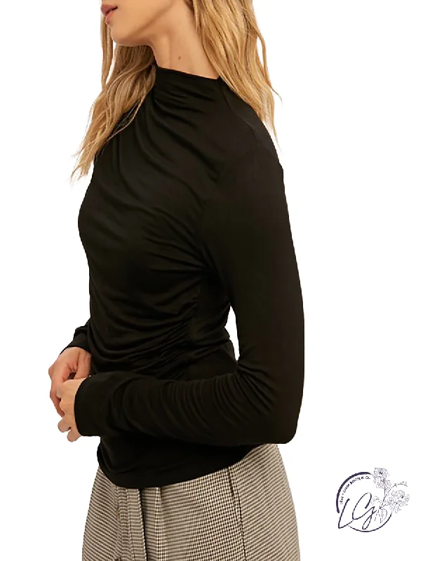 Women’s clothing that combines comfort and style   Keep On Goin' Mock Neck Ruched Long Sleeve