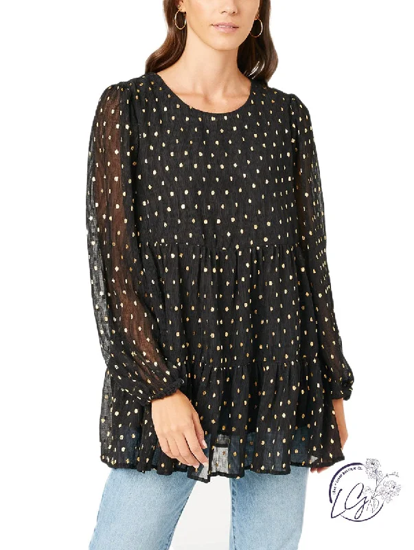 Express your style with fashionable women’s clothing   Cosmic Cascade Metallic Dot Top