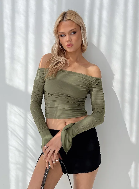 Refresh your wardrobe with high-quality women’s fashion   Moreno Off The Shoulder Top Green
