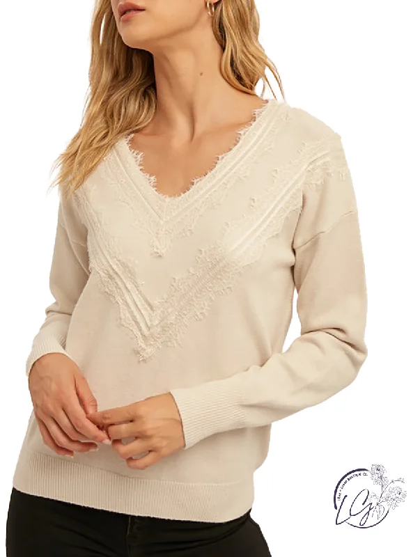 Express your style with fashionable women’s clothing   Only The Best Lace Trim Sweater