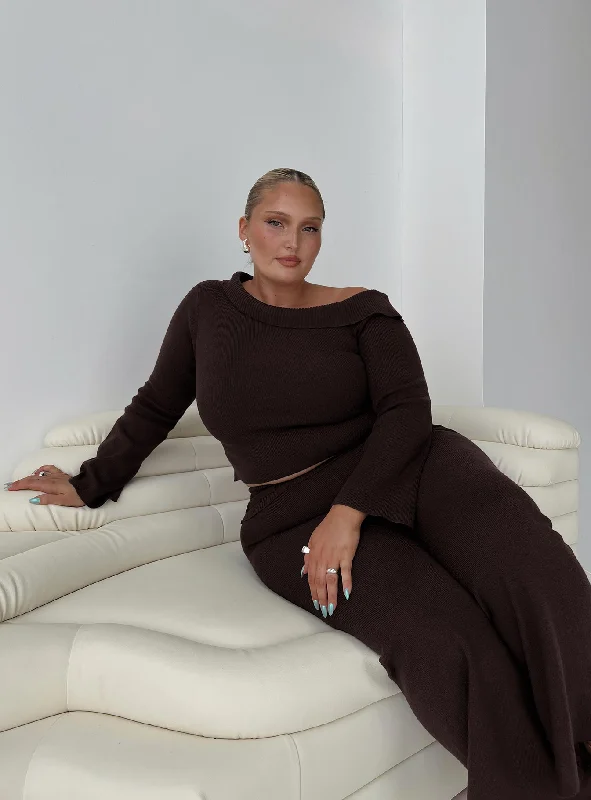 Stylish plus-size clothing for women   Sina Off The Shoulder Top Chocolate Curve