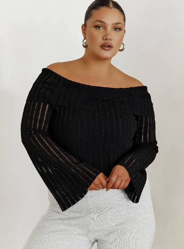Casual outfits that elevate your style   Sorrel Off The Shoulder Top Black Curve