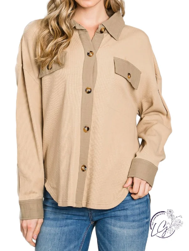 Essential women’s clothing for every season   Cozy Chic Mixed Fabric Shirt