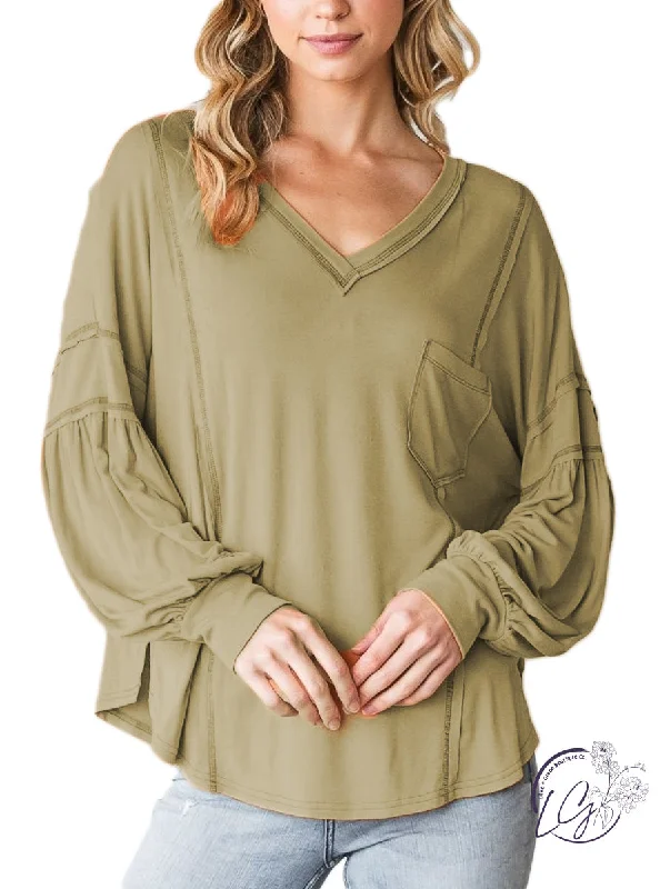 Fashionable clothing to fit every body type   Bubble Dream Soft Knit V-Neck Top